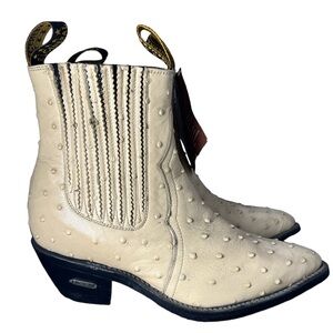 El General Women's Ostrich Boots Bone 27.5 27 1/2
